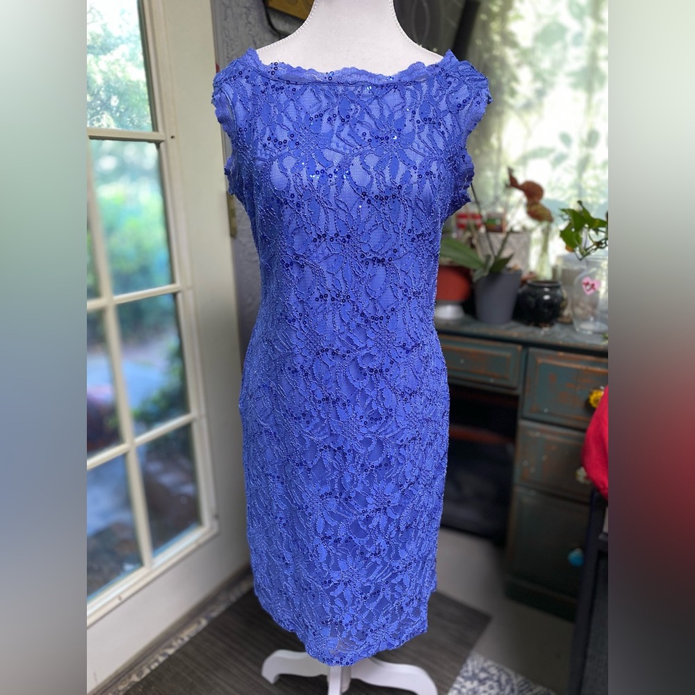 Scarlett Brand Blue lace and sequin formal dress size 8